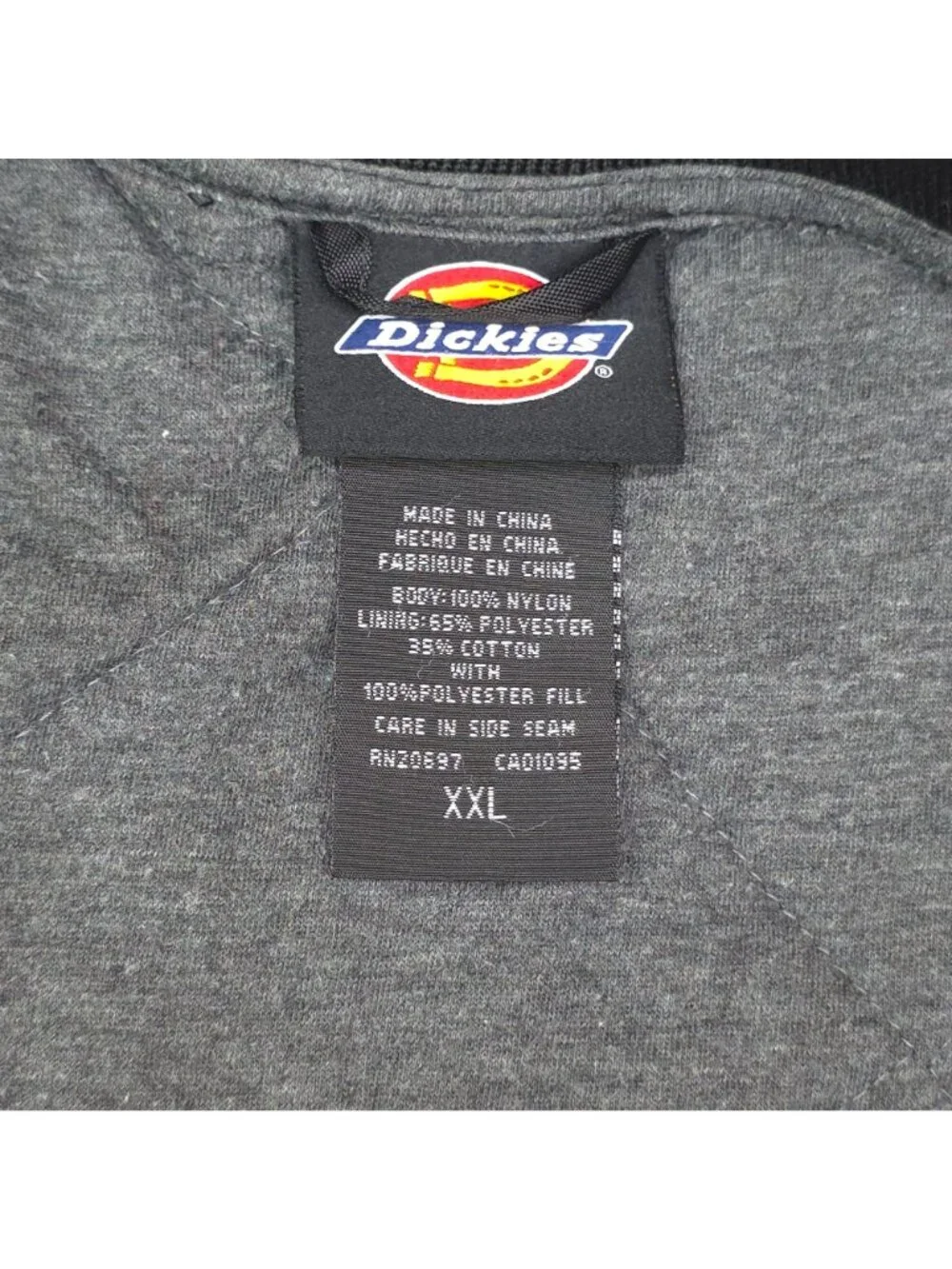 Dickies Quilted Full Zip Vest Mens XXL Black Nylon Cotton Polyester